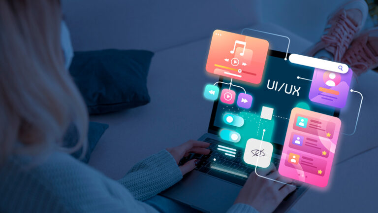 UI/UX designer creating a wireframe on a digital tablet